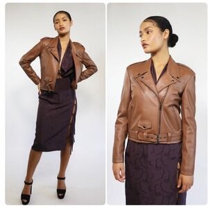 Rebecca Minkoff Jeff Moto Vegan‎ Leather Jacket Large